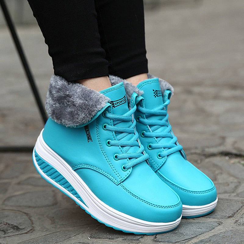 Bottes en coton à bascule en peluche pour femmes