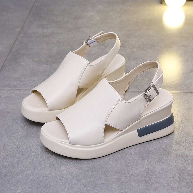 Lässige Ledersandalen mit dicker Sohle für Damen – bequem