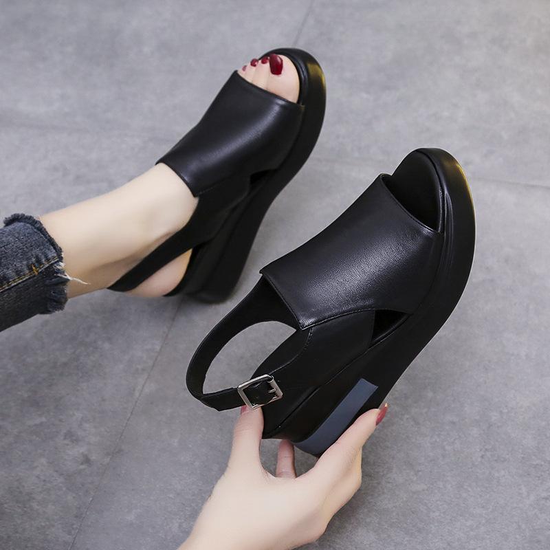 Lässige Ledersandalen mit dicker Sohle für Damen – bequem