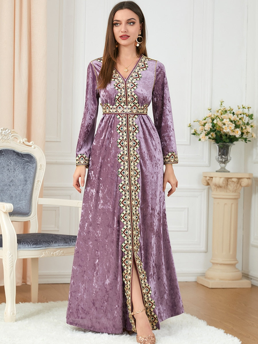 Caftan marocain en velours Rose - L'Impériale