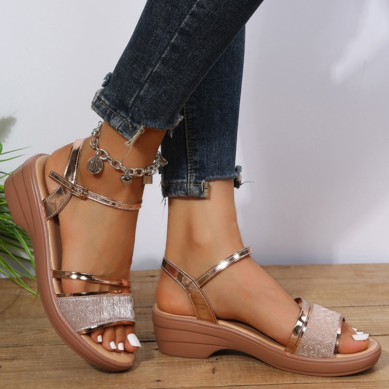 Gladiator-Sandalen mit Keilabsatz für Damen – Pyrti