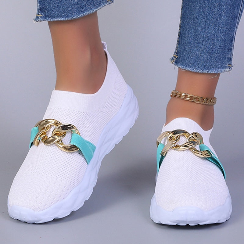 Weiße orthopädische Freizeitschuhe zum Hineinschlüpfen für Damen – Lucya