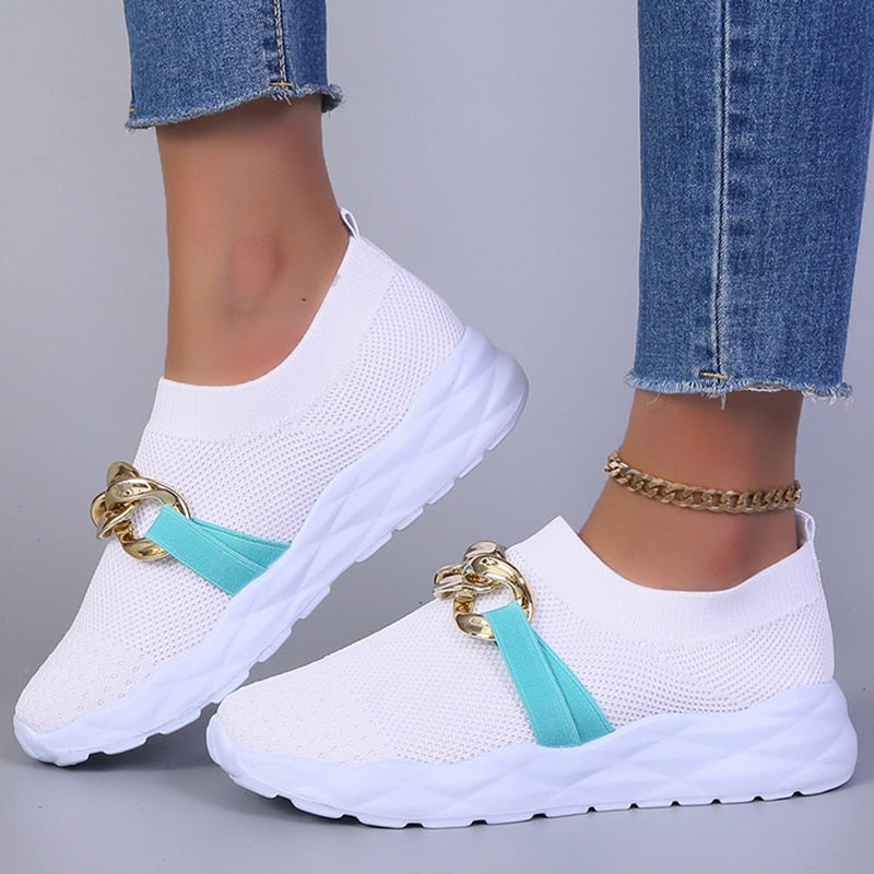 Chaussures orthopédiques décontractées sans lacet blanc pour femmes - Lucya