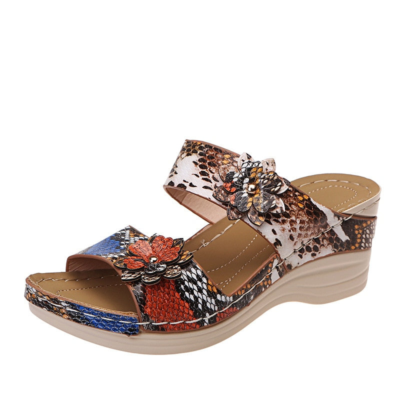 Leoparden-Sandalen mit mittelhohem Absatz für Damen – Fyli