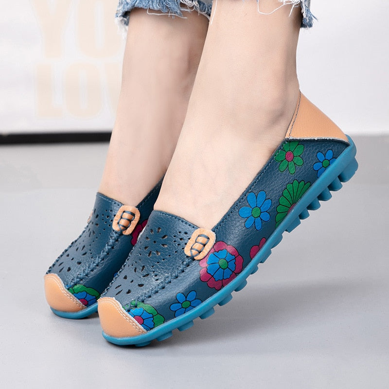 Chaussures orthopédiques en cuir fendu sans lacet pour Femmes - Orazia