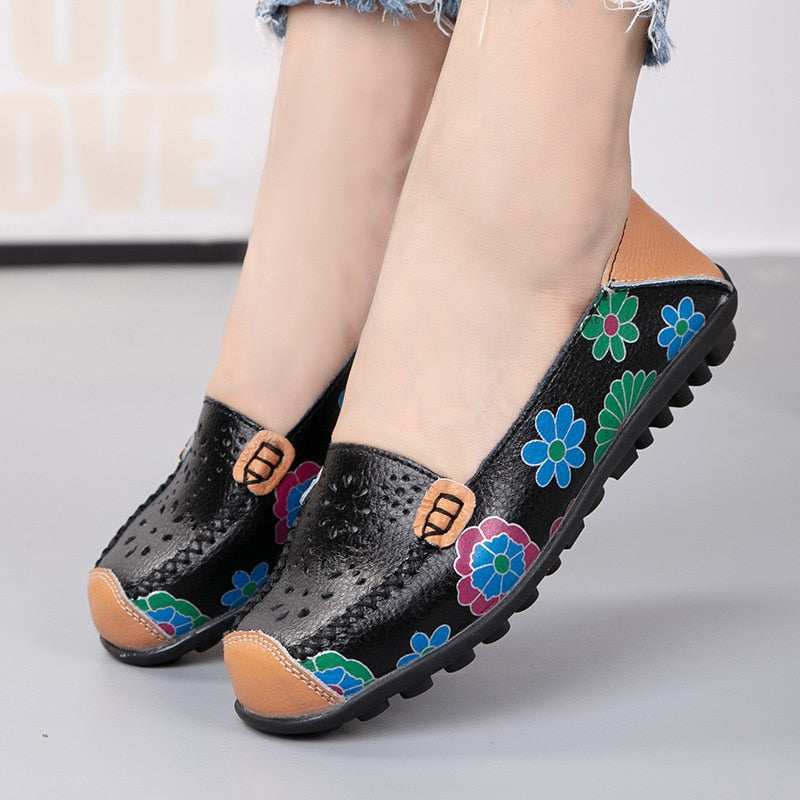Chaussures orthopédiques en cuir fendu sans lacet pour Femmes - Orazia