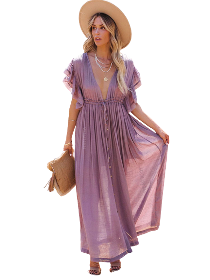 Langes lila böhmisches Kleid – Oriana