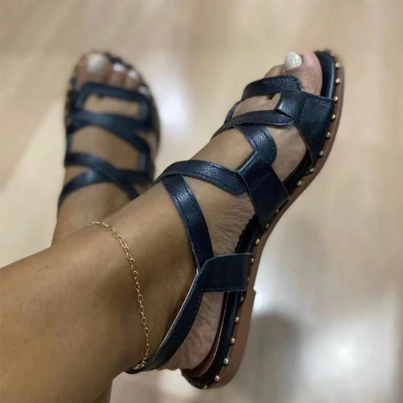 Gladiator-Sandalen aus PU-Leder für Damen – Amex
