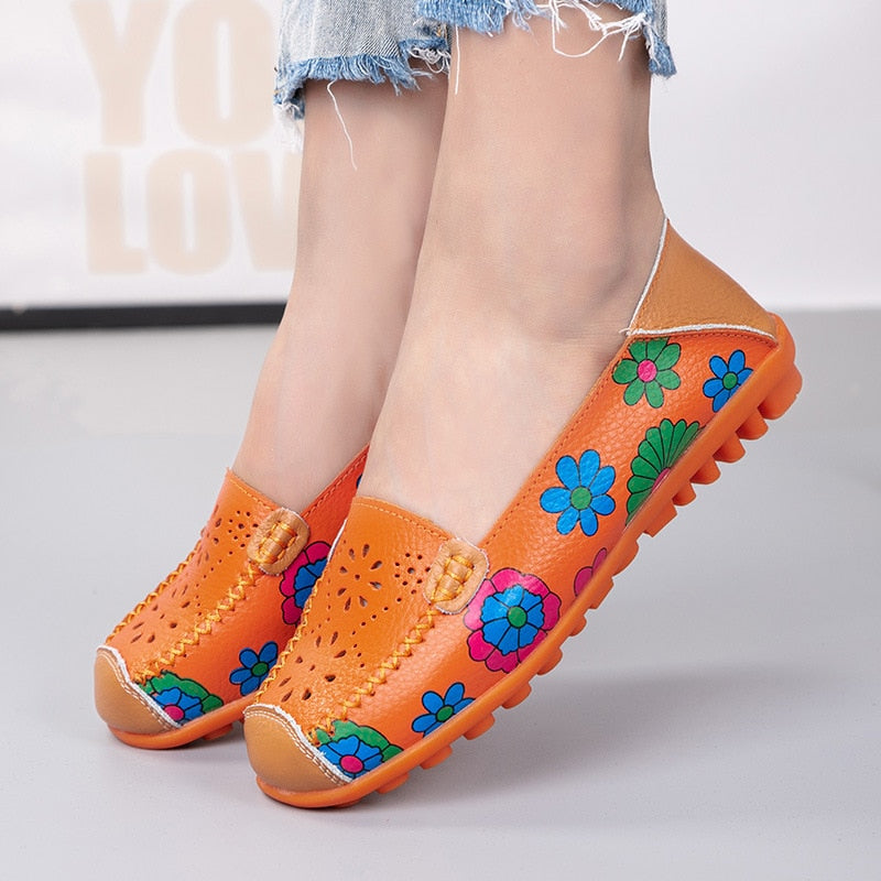 Chaussures orthopédiques en cuir fendu sans lacet pour Femmes - Orazia