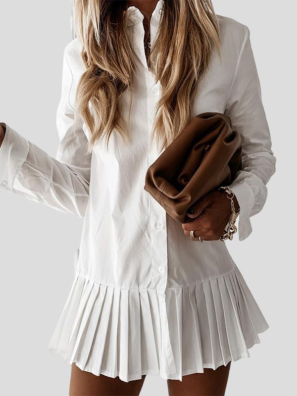 Robe chemise plissée blanche Shara