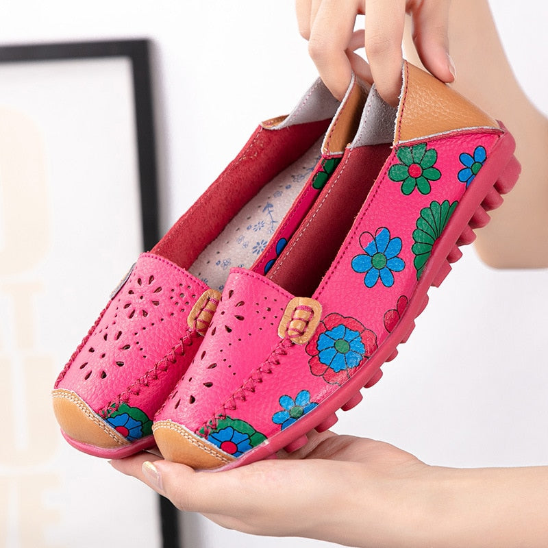 Chaussures orthopédiques en cuir fendu sans lacet pour Femmes - Orazia