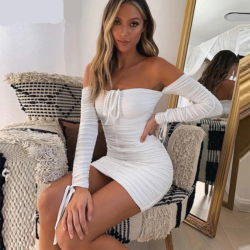 Robe Bandage sexy à épaules dénudées - Noir