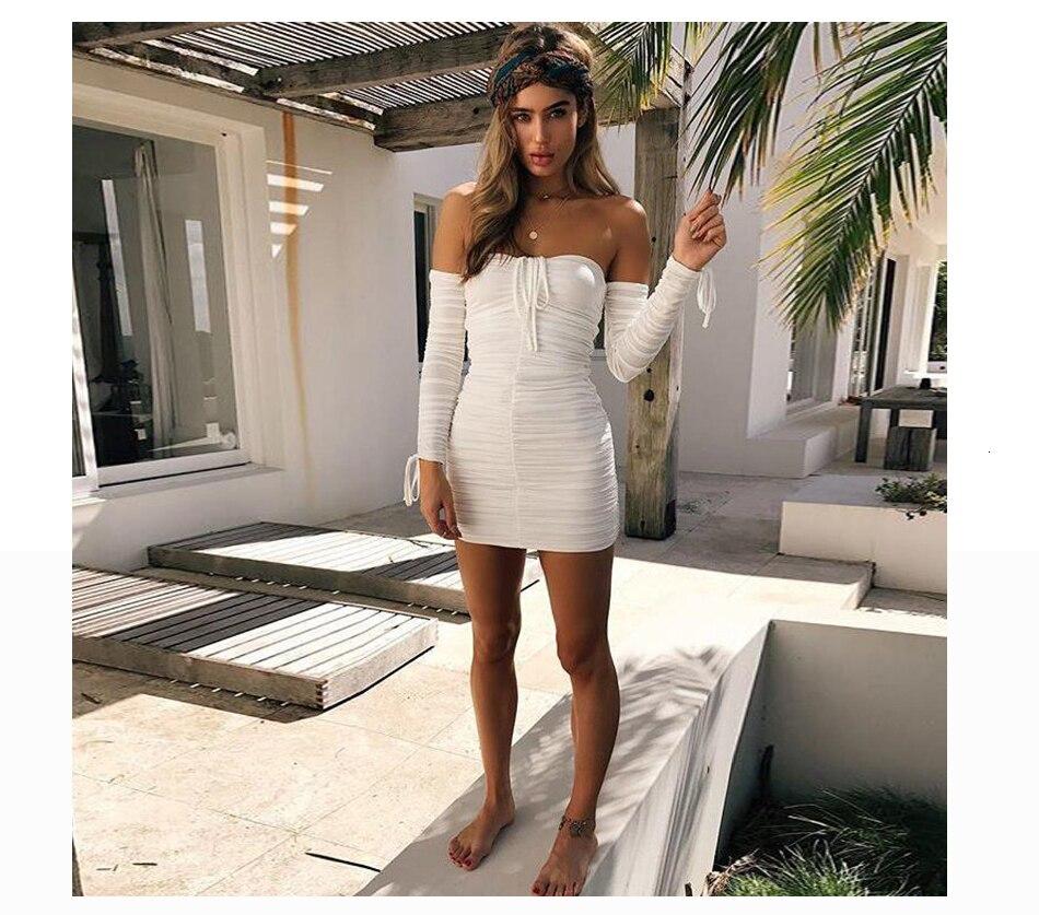 Robe Bandage sexy à épaules dénudées - Jaune