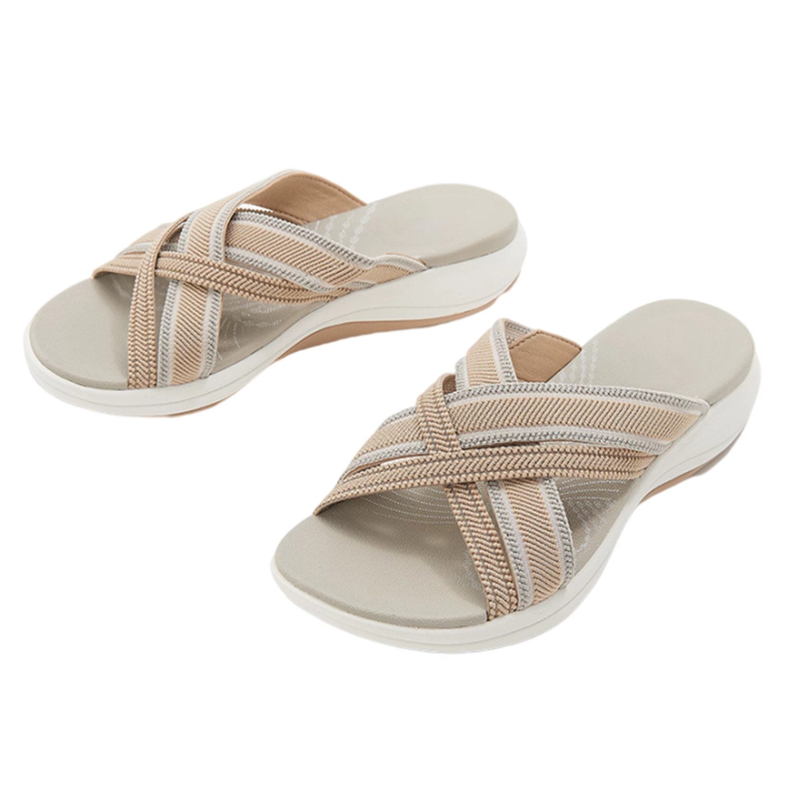 Sandales orthopédiques élastiques croisées.