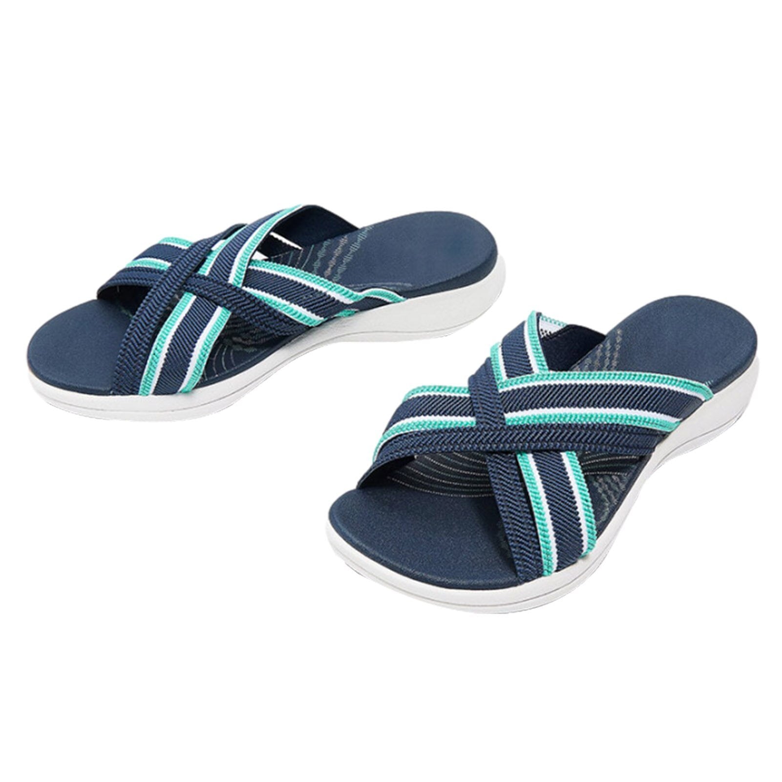 Sandales orthopédiques élastiques croisées.