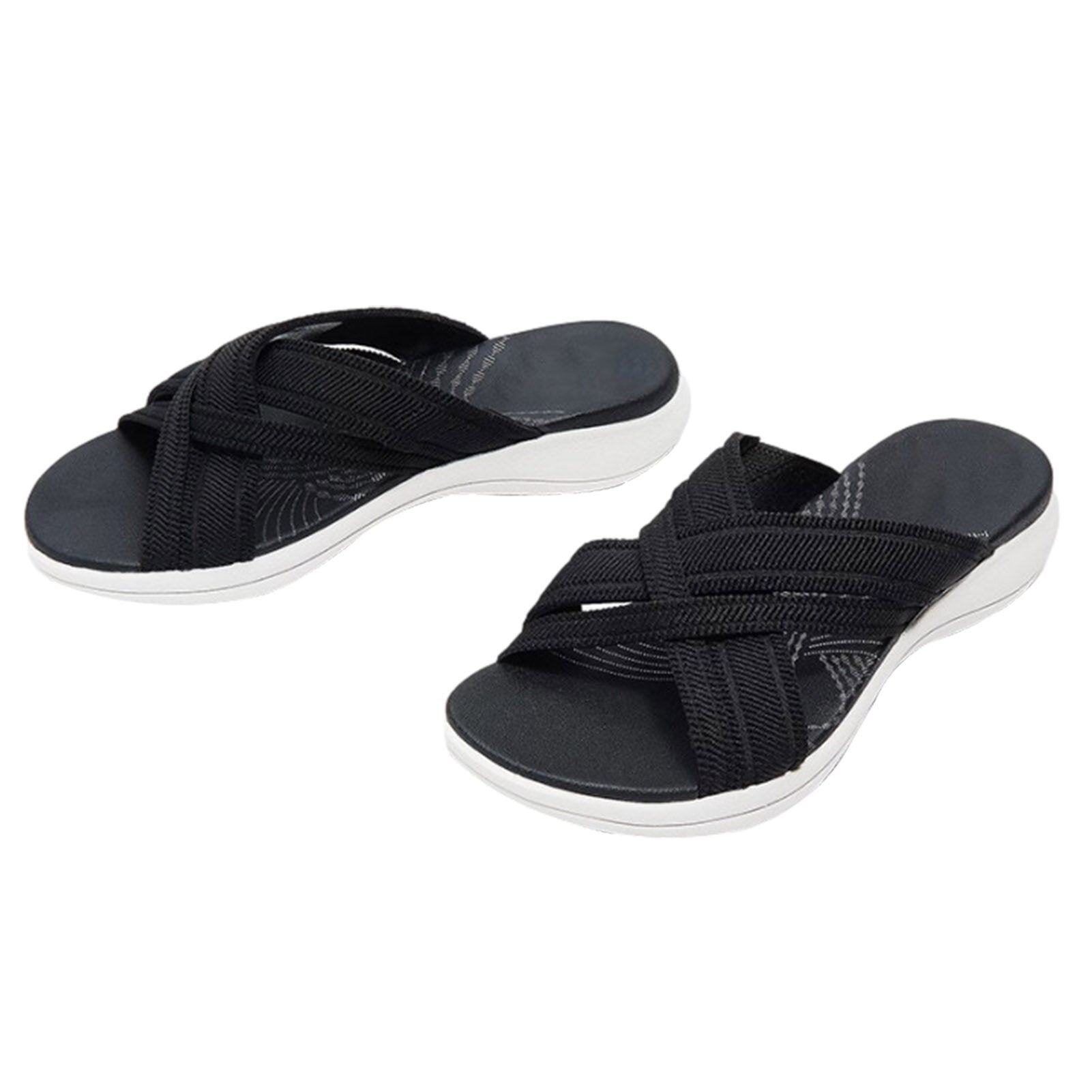Sandales orthopédiques élastiques croisées.