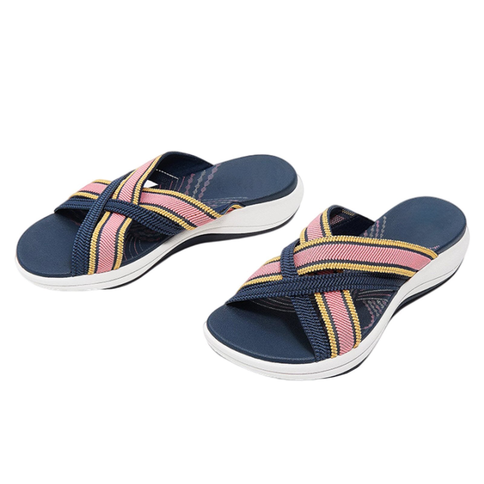 Sandales orthopédiques élastiques croisées.