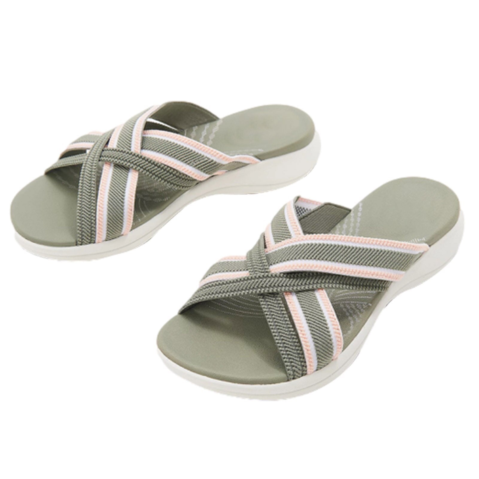 Sandales orthopédiques élastiques croisées.