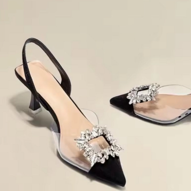 Sandales à Talons Transparentes avec Cristal