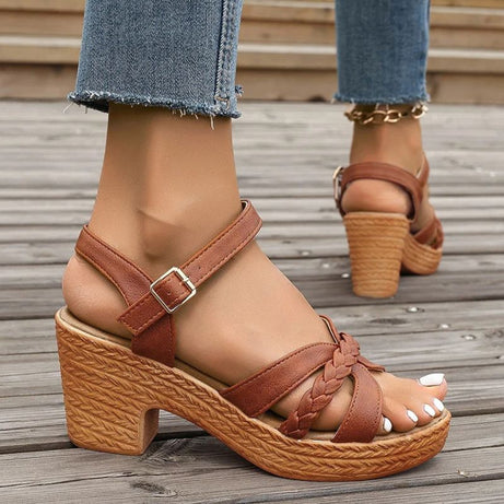 Sandale Femme À Talon Épais Style Estival Chic