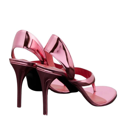 Sandales À Talons Hauts Métallisé Avec Design Moderne