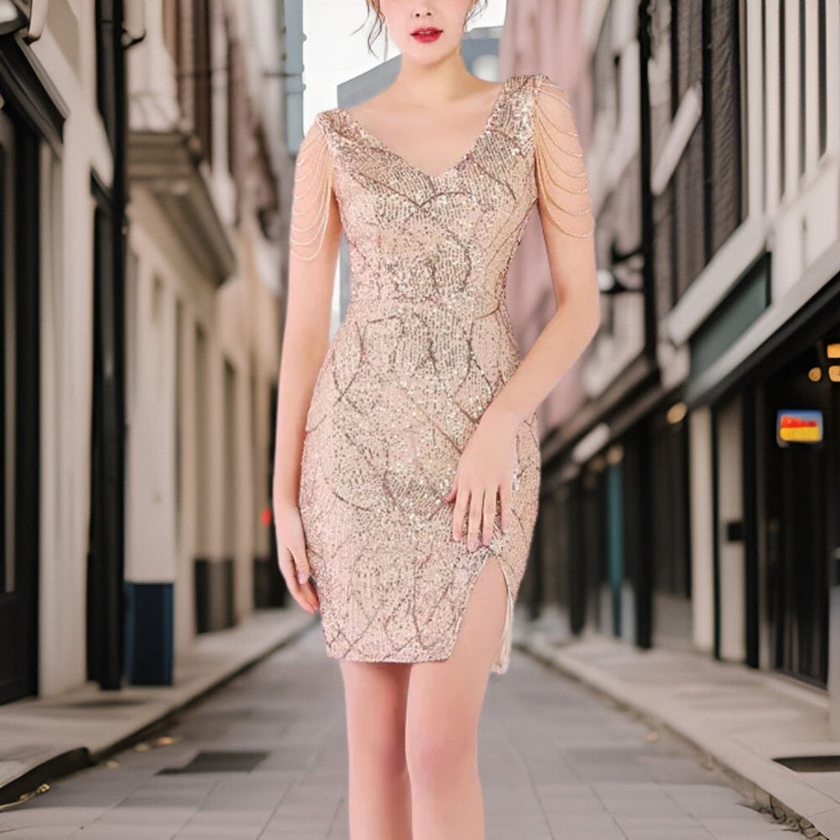 Letizia - Jolie mini robe de soirée scintillante