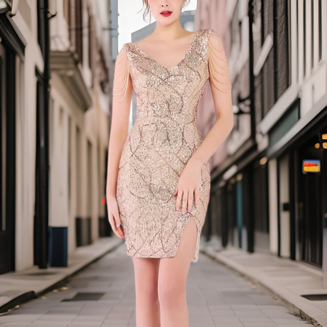 Letizia - Jolie mini robe de soirée scintillante