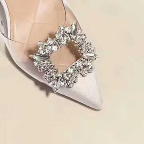 Sandales à Talons Transparentes avec Cristal