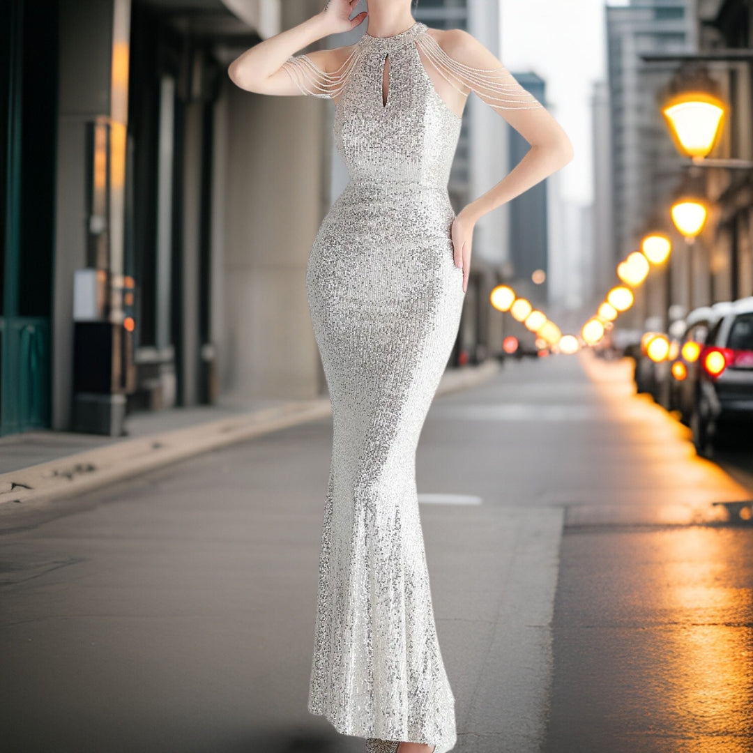 Loretta – Elegantes Pailletten-Abendkleid 