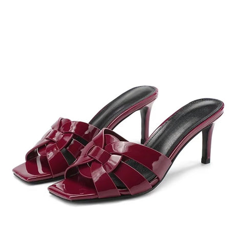 Sandales à Talons Hauts en Cuir avec Lanières Tressées