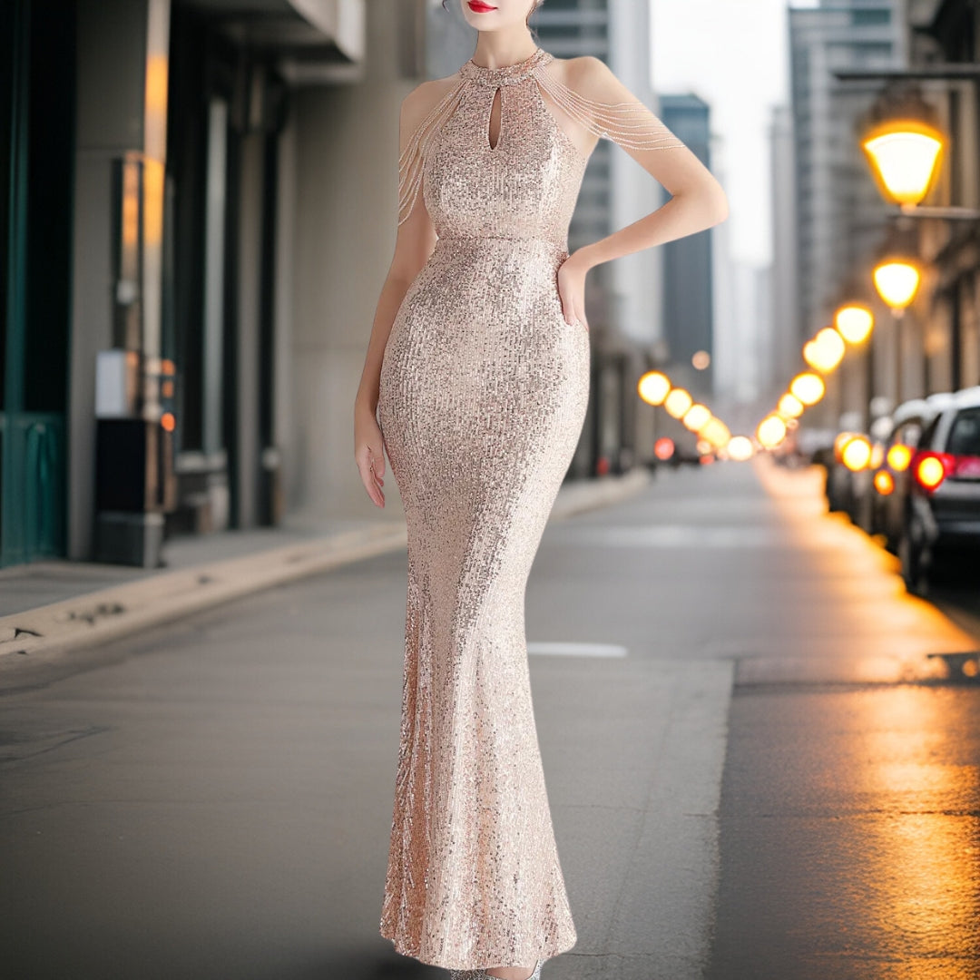 Loretta – Elegantes Pailletten-Abendkleid 