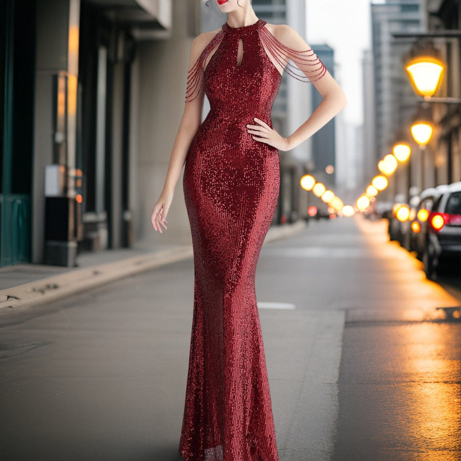 Loretta – Elegantes Pailletten-Abendkleid 