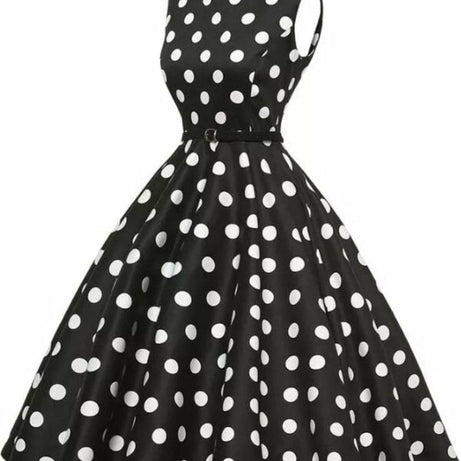Robe vintage Noire à Pois Blancs