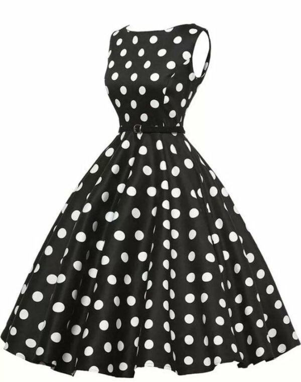 Robe vintage Noire à Pois Blancs