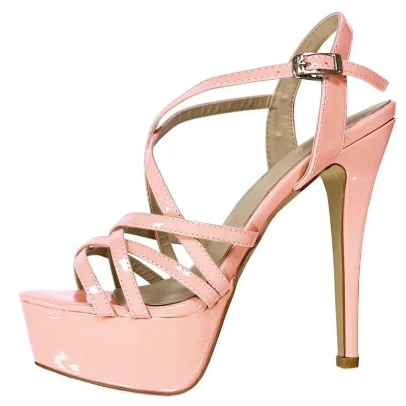 Sandales À Talons Hauts Plateforme Avec Brides Cheville