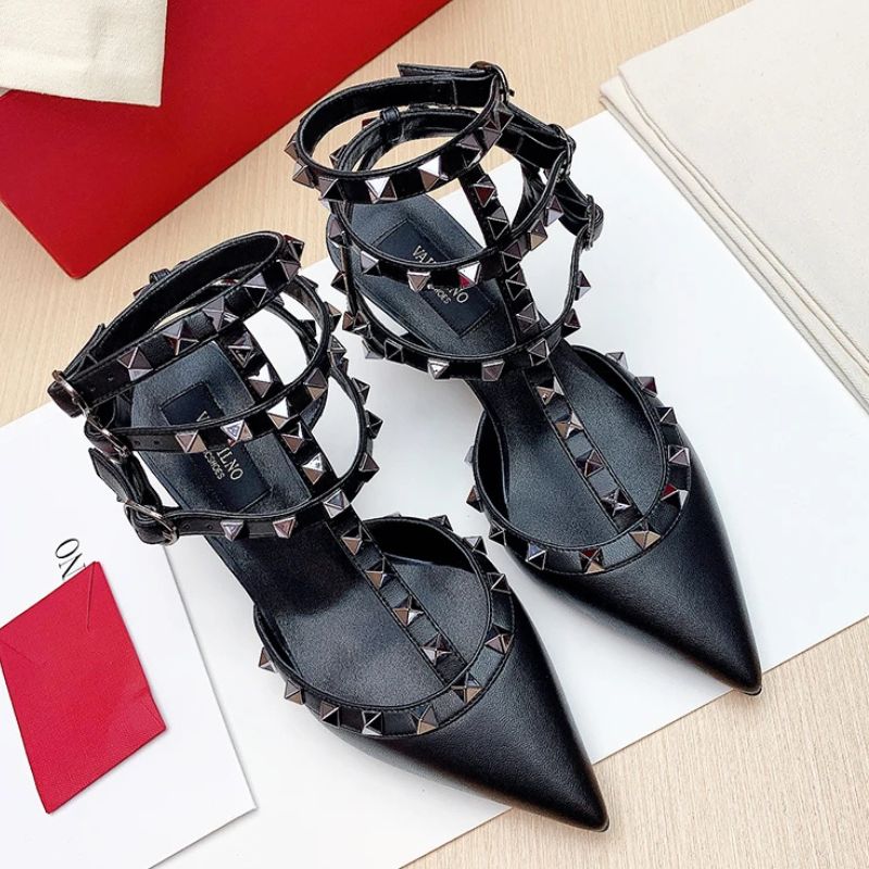 Sandales À Talons Aiguilles Avec Clous Métal Style Punk Chic