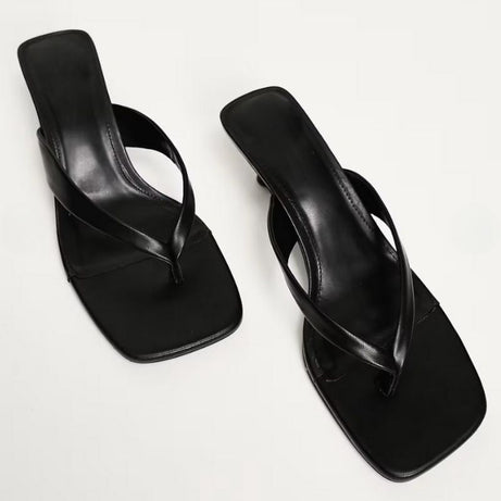 Sandales à Talons Fins avec Bout Carré et Brides Fines