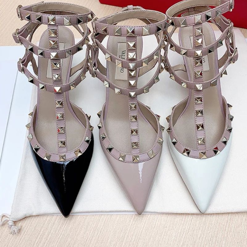 Sandales À Talons Aiguilles Avec Clous Métal Style Punk Chic