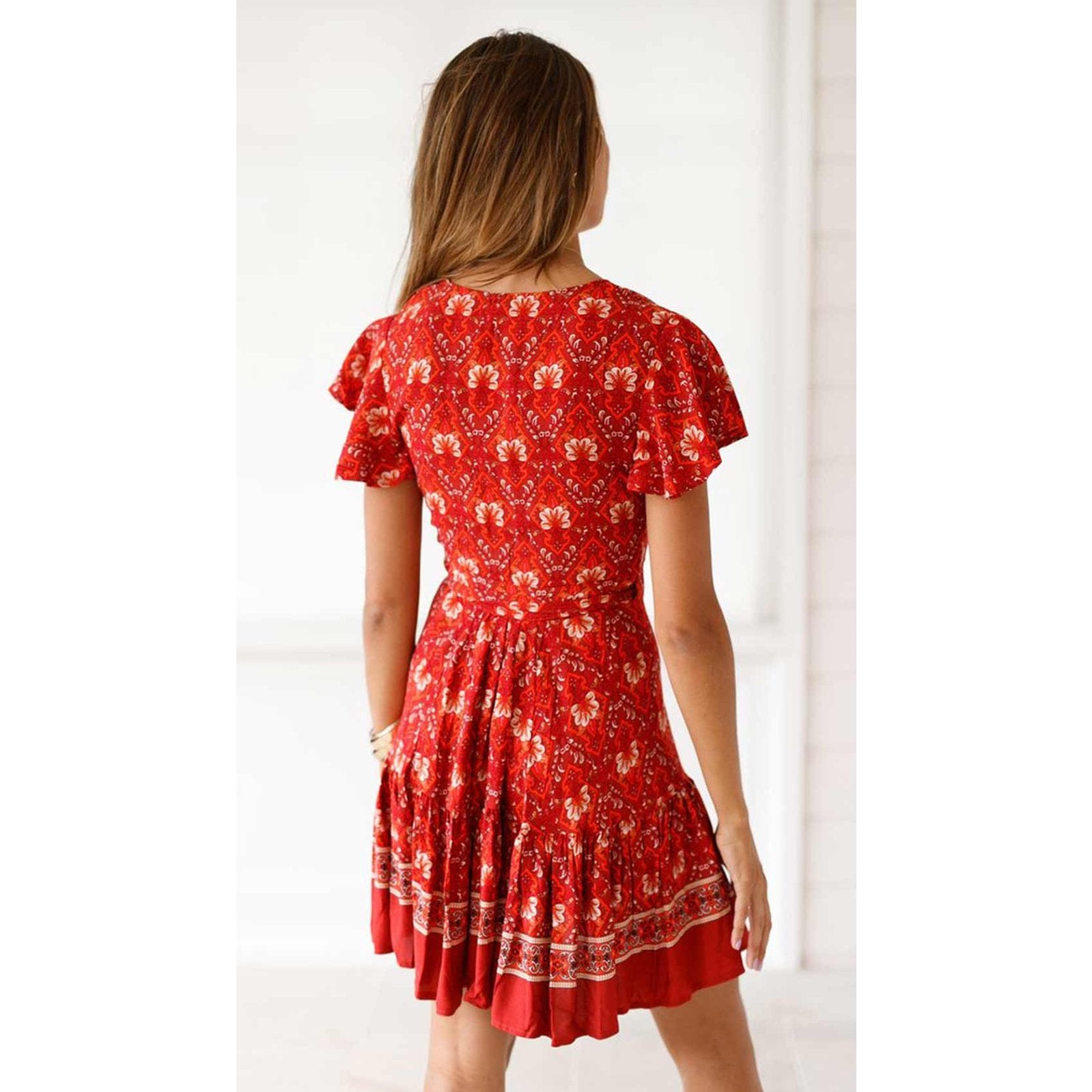 Böhmisches rotes Wickelkleid