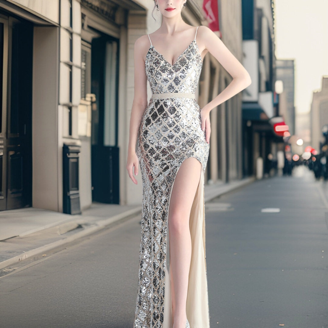 Harmony - Luxurious Sequin Evening Dress with Side Slit