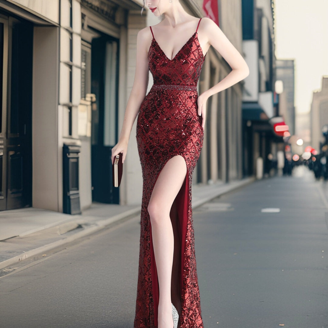 Harmony - Luxurious Sequin Evening Dress with Side Slit