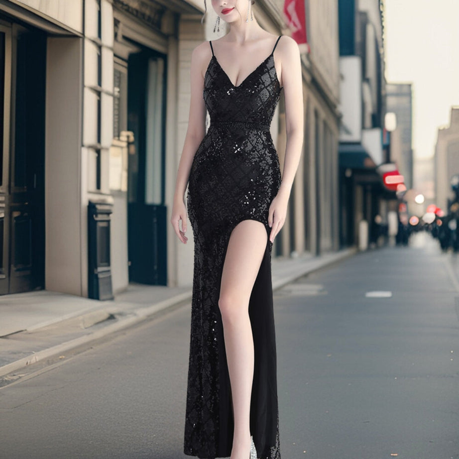 Harmony - Luxurious Sequin Evening Dress with Side Slit