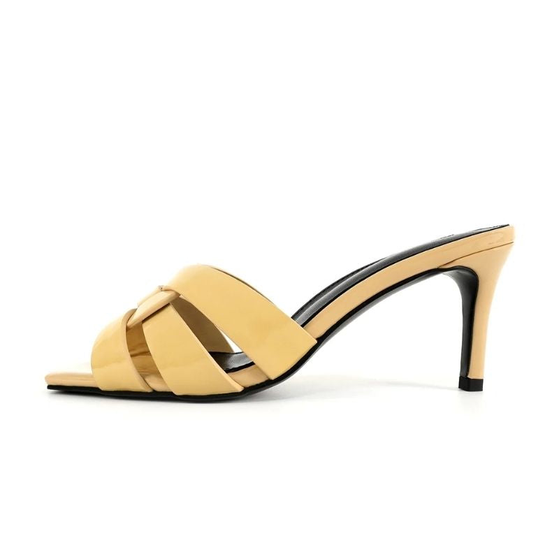 Sandales à Talons Hauts en Cuir avec Lanières Tressées