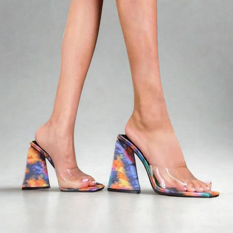 Sandales Colorées à Talons Épais pour Femme