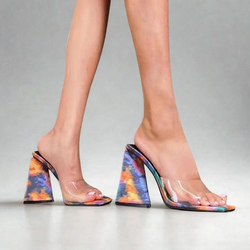 Sandales Colorées à Talons Épais pour Femme