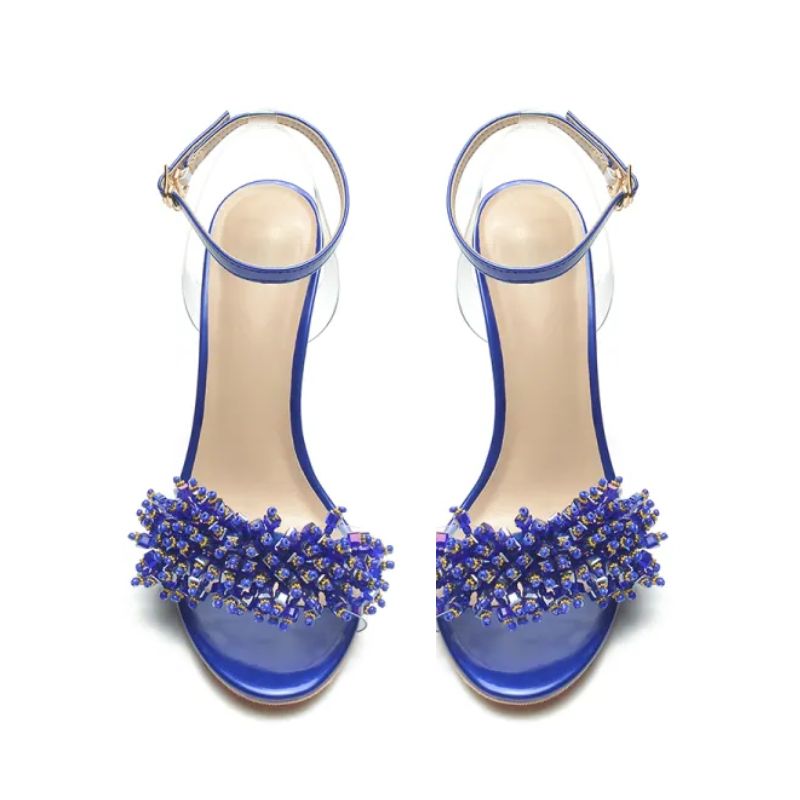 Sandale Bleu Marine Ouverte avec Lanière à Boucle