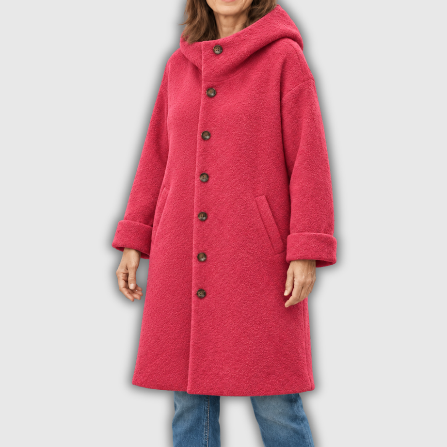 Maude | Manteau Long à Capuche en Laine Mélangée
