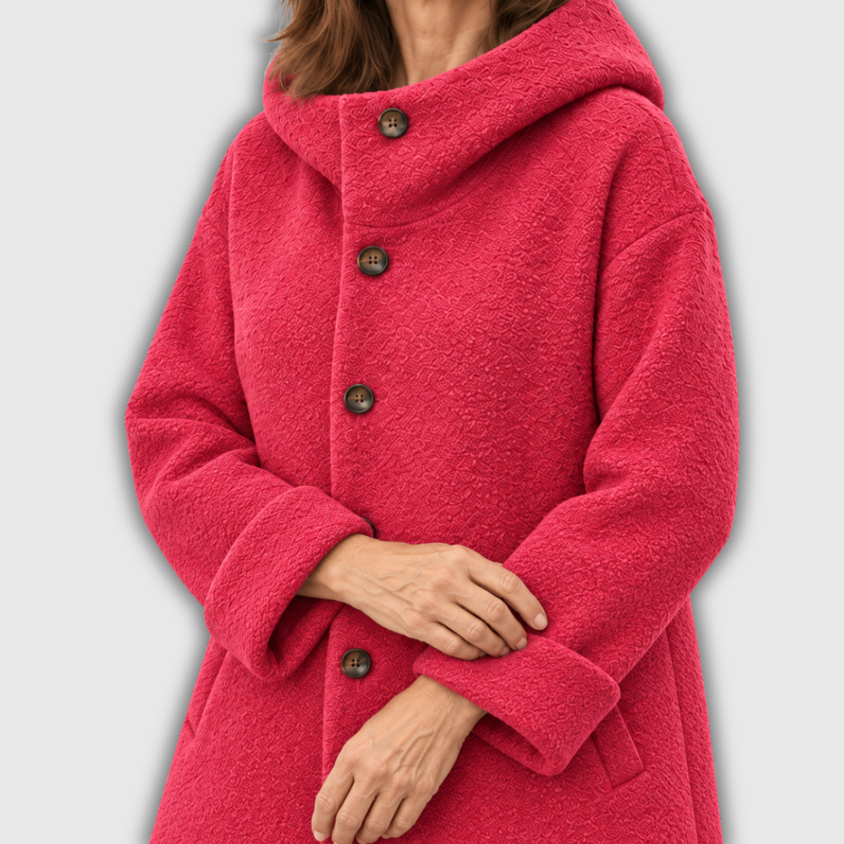 Maude | Manteau Long à Capuche en Laine Mélangée