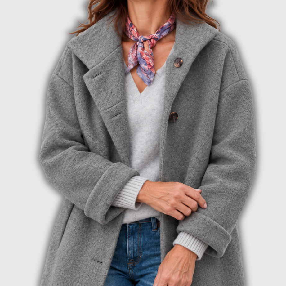 Maude | Manteau Long à Capuche en Laine Mélangée