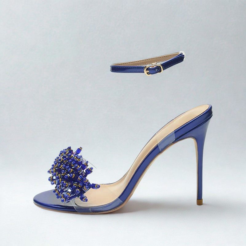 Sandale Bleu Marine Ouverte avec Lanière à Boucle